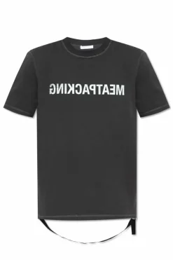 Helmut Lang SZARY T-shirt z nadrukiem
