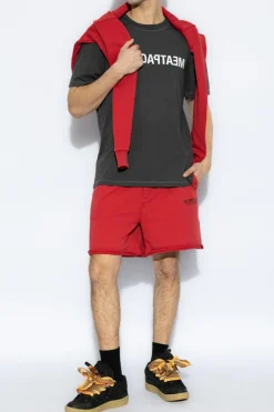 Helmut Lang SZARY T-shirt z nadrukiem