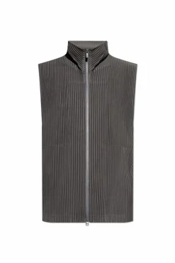 Homme Plissé Issey Miyake SZARY Plisowana kamizelka