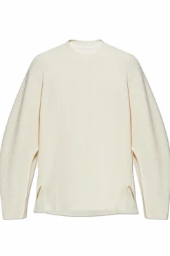 Homme Plissé Issey Miyake kremowy Bawełniany sweter