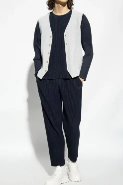 Homme Plissé Issey Miyake GRANATOWY Plisowany top
