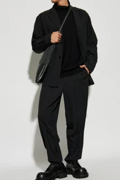 Homme Plissé Issey Miyake CZARNY Wełniany golf