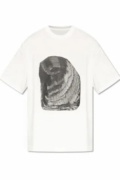 Homme Plissé Issey Miyake BIAŁY T-shirt z nadrukiem