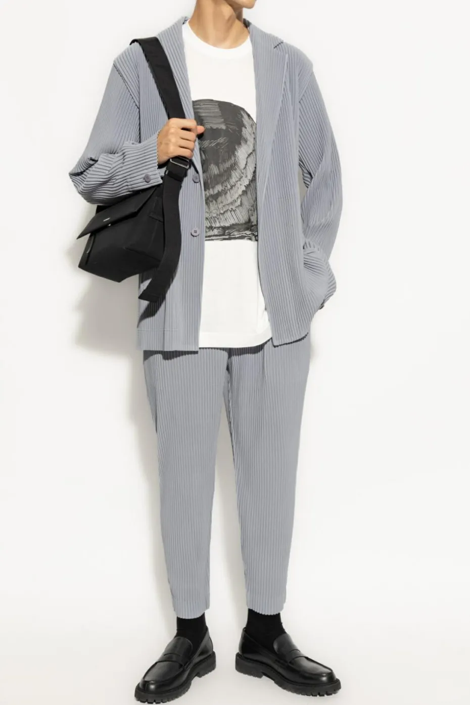 Homme Plissé Issey Miyake BIAŁY T-shirt z nadrukiem