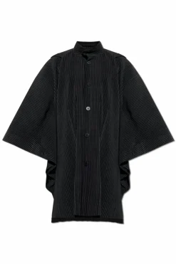 Homme Plissé Issey Miyake CZARNY Plisowany płaszcz
