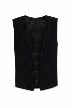 Homme Plissé Issey Miyake CZARNY Plisowana kamizelka