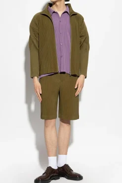 Homme Plissé Issey Miyake ZIELONY Plisowany kardigan