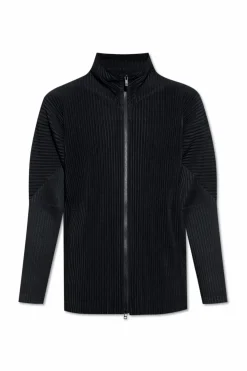 Homme Plissé Issey Miyake CZARNY Plisowana bluza zapinana na zamek