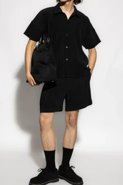 Homme Plissé Issey Miyake CZARNY Plisowane szorty