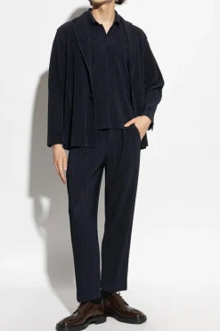 Homme Plissé Issey Miyake GRANATOWY Plisowane spodnie