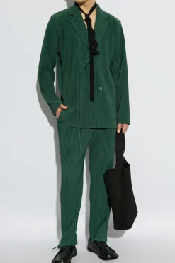 Homme Plissé Issey Miyake ZIELONY Plisowane spodnie