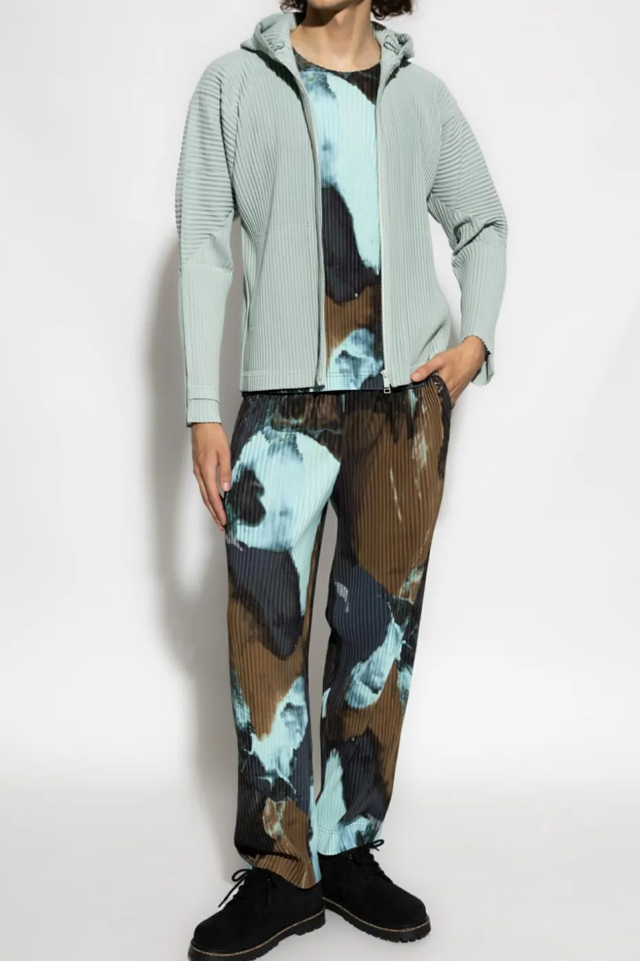Homme Plissé Issey Miyake ZIELONY Plisowana bluza