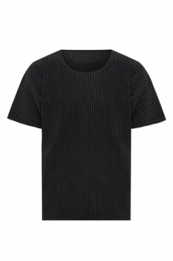 Homme Plissé Issey Miyake CZARNY Plisowany t-shirt