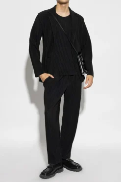 Homme Plissé Issey Miyake CZARNY Plisowany t-shirt