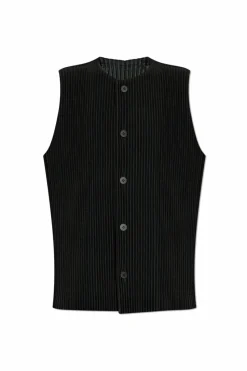 Homme Plissé Issey Miyake CZARNY Plisowana kamizelka