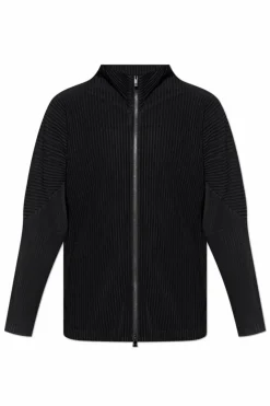 Homme Plissé Issey Miyake CZARNY Plisowana bluza zapinana na zamek