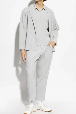 Homme Plissé Issey Miyake SZARY Plisowane polo