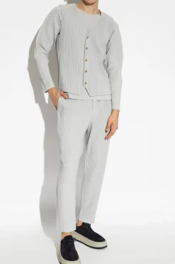 Homme Plissé Issey Miyake SZARY Plisowany t-shirt z długimi rękawami