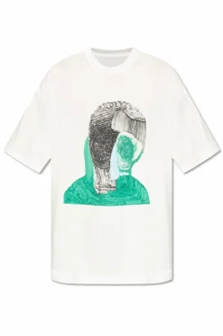 Homme Plissé Issey Miyake BIAŁY T-shirt z nadrukiem