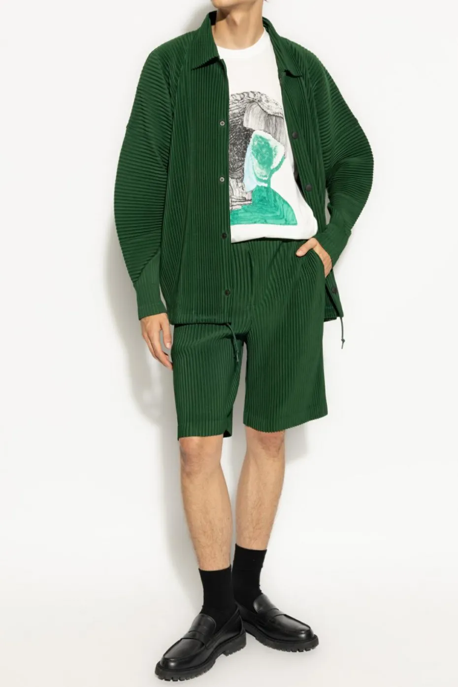 Homme Plissé Issey Miyake BIAŁY T-shirt z nadrukiem