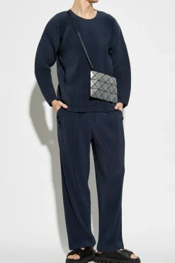 Homme Plissé Issey Miyake GRANATOWY Plisowany t-shirt