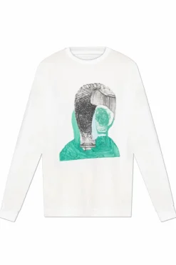 Homme Plissé Issey Miyake BIAŁY T-shirt z długimi rękawami