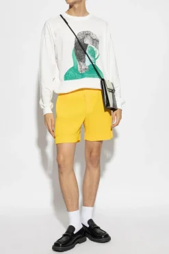 Homme Plissé Issey Miyake BIAŁY T-shirt z długimi rękawami