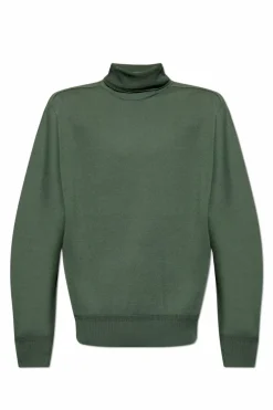 Homme Plissé Issey Miyake ZIELONY Wełniany golf