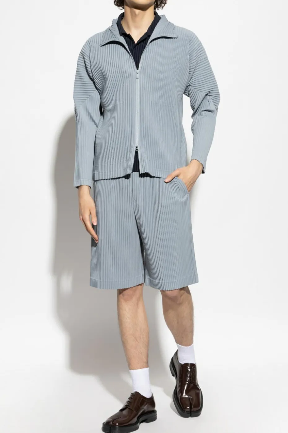 Homme Plissé Issey Miyake jasnoniebieski Plisowany kardigan