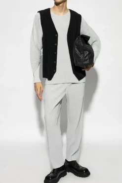 Homme Plissé Issey Miyake SZARY Plisowany t-shirt z długimi rękawami