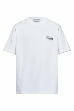 Iceberg BIAŁY T-shirt z naszywkami i nadrukiem