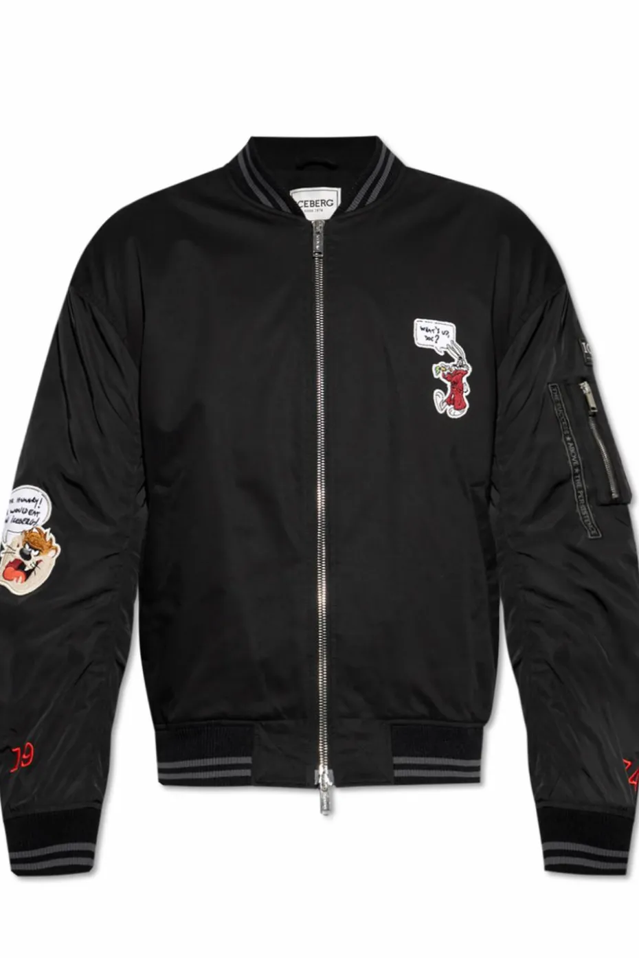 Iceberg CZARNY Kurtka typu `bomber` z naszywkami