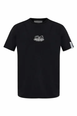 Iceberg CZARNY T-shirt z naszywką z logo