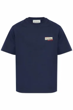Iceberg GRANATOWY T-shirt z naszywkami i nadrukiem