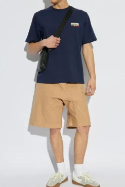 Iceberg GRANATOWY T-shirt z naszywkami i nadrukiem