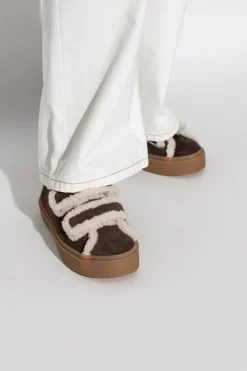 Inuikii BRĄZOWY Buty `Shearling Low Velcro`