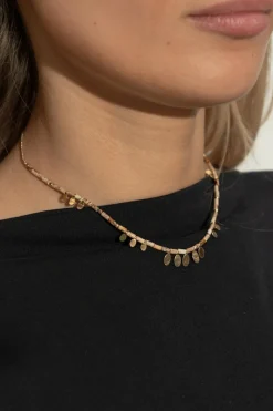 Isabel Marant beżowy Krótki naszyjnik z kamieniami