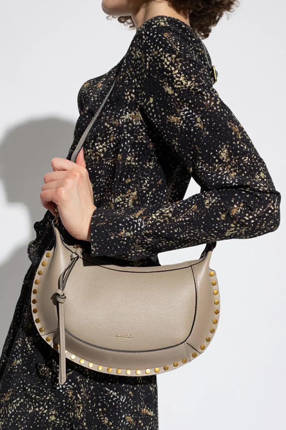 Isabel Marant beżowy Skórzana torba na ramię ‘Oscan Moon’
