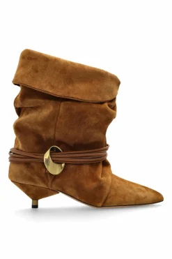 Isabel Marant BRĄZOWY Zamszowe botki na obcasie `Edrika`
