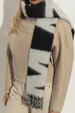Isabel Marant CZARNY Szal z logo `Loliana`