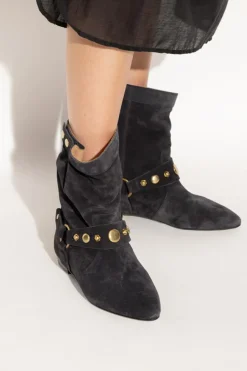 Isabel Marant CZARNY Zamszowe botki `Stania`