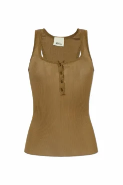 Isabel Marant ZIELONY Prążkowany top `Louisa`