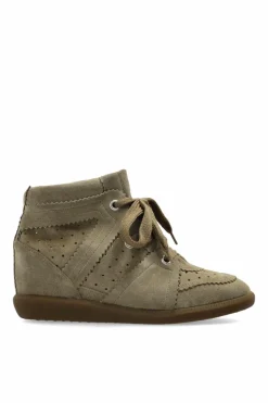 Isabel Marant ZIELONY Zamszowe buty `Bobby` na koturnie