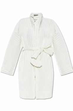 Issey Miyake BIAŁY Plisowany płaszcz