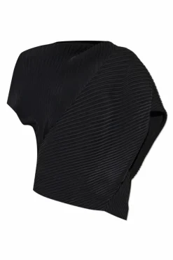 Issey Miyake CZARNY Plisowany top