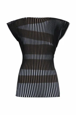 Issey Miyake CZARNY Plisowany top
