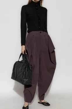 Issey Miyake FIOLETOWY Spodnie z kieszeniami