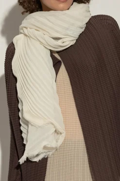 Issey Miyake kremowy Plisowany szal