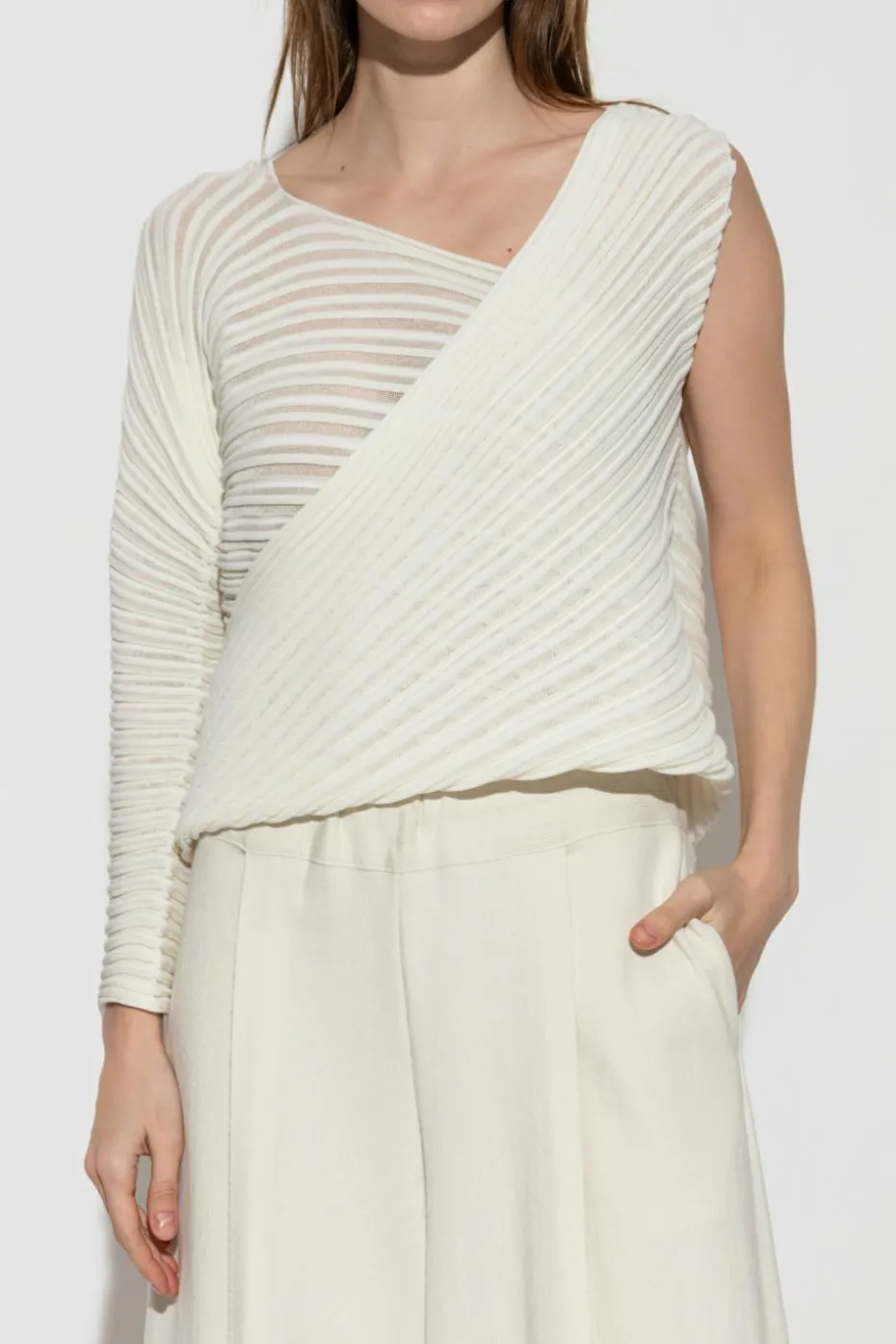 Issey Miyake kremowy Plisowany top