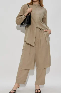 Issey Miyake ZIELONY Spodnie z zaszewkami